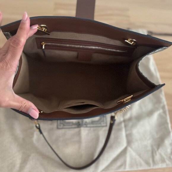 Gucci Brown GG Supreme Monogram Medium Padlock Tote - Picture 6 of 12